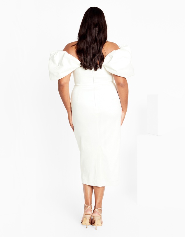 City Chic - Plus size Elyse Off Shoulder Midi Dress - white