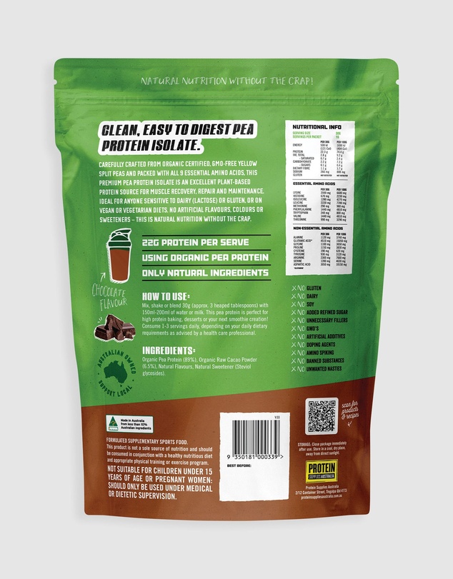 Protein Supplies Australia - Chocolate PeaPro (Raw Pea Protein) - 500g