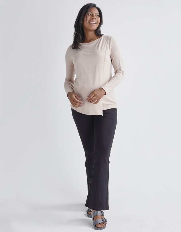 Angel Maternity - Monique Long Sleeve  Nursing Petal Top -Blush Pink