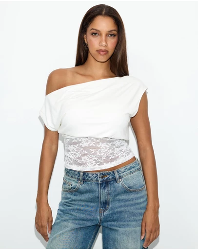Dazie - Bianka Off Shoulder Lace Top