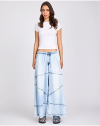 ONE TEASPOON - Daddios Low Waist Super Wide Leg Denim Jeans - Depeche Blue