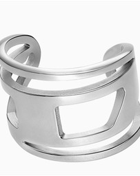 Diesel - Oval D Logo Silver Tone Ring
