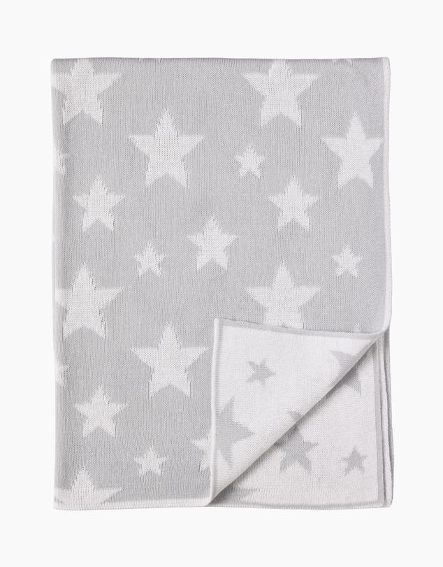 Living Textiles - Pram Knitted Blanket - Grey Stars