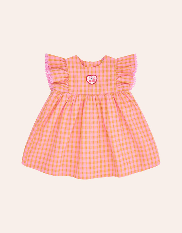 Huxbaby - Mango Sherbet Garment Dye Seersucker Dress - ICONIC EXCLUSIVE - Babies-Kids