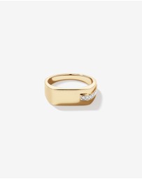 Michael Hill - Diamond Accent Men's Signet Ring in 10kt Yellow and White Gold