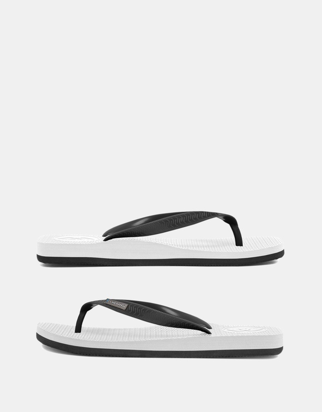 Boomerangz Footwear - Men's White/Black Thongs with arch support and 2 x interchangeable straps