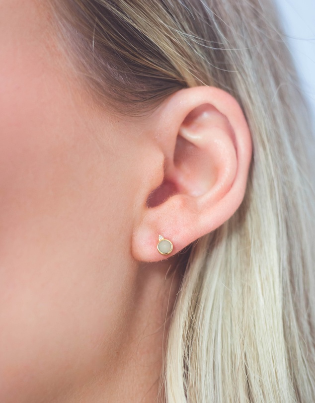 Georgini - Natural Opal And Two Natural Diamond October Gold Earrings