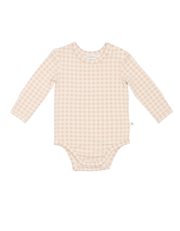 Kynd Baby - Comfy Bodysuit Long Sleeve in Neutral Gingham