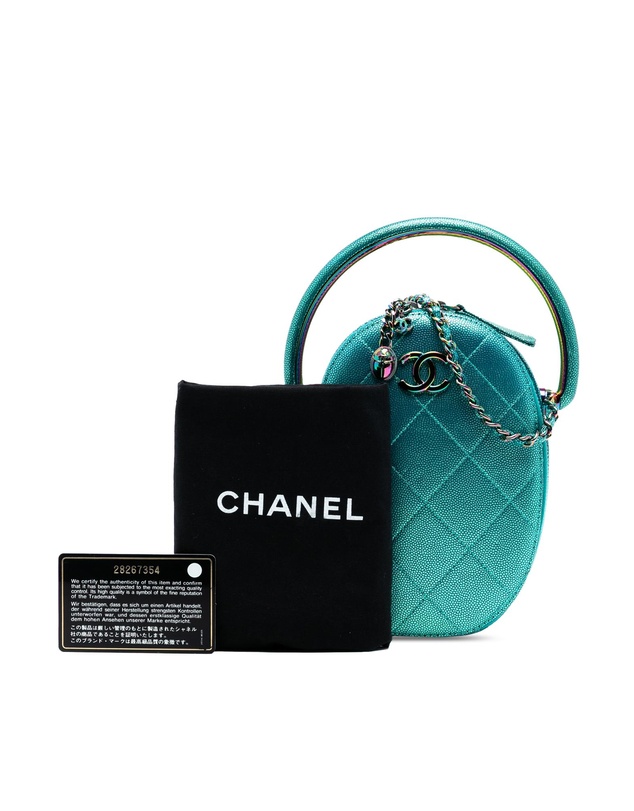 Pre-Loved by Azura Reborn - Pre-Loved Quilted Metallic Caviar Rainbow Hardware Oval Camera Bag