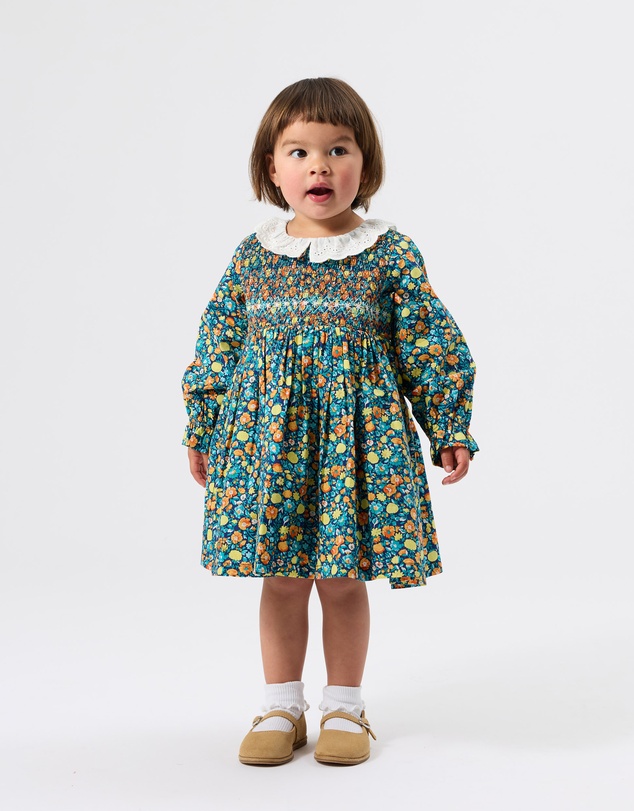 Goldie + Ace - Daphne LS Smocked Dress - Babies-Kids
