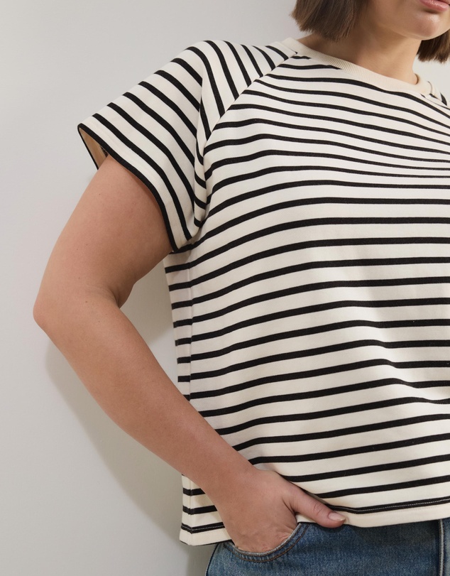 Atmos&Here Curvy - Poppy Cotton Stripe T-Shirt