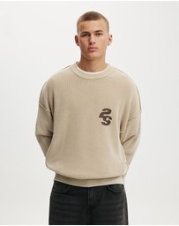 Cotton On - Washed Graphic Crew Knit