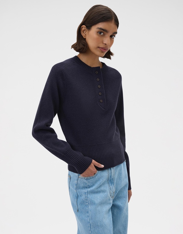 Oroton - Rib Knit Henley Top