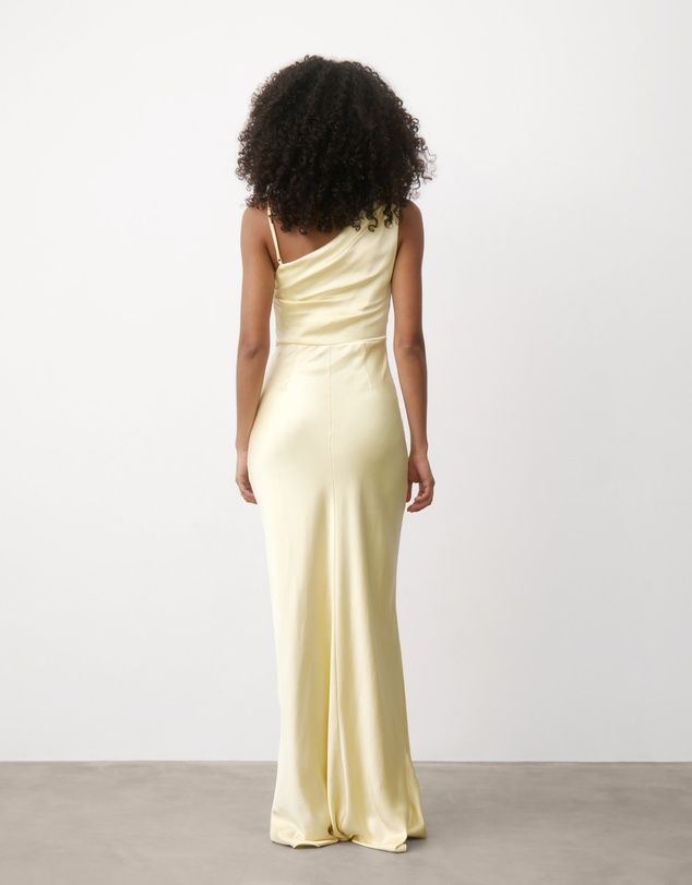 Six Stories - Cowl Front Asymmetrical Satin Bridesmaid Dress