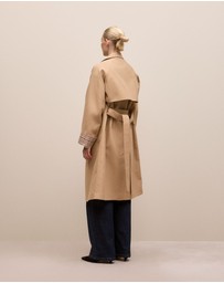 Trenery - Cotton Twill Cuff Detail Trench Coat in Tan