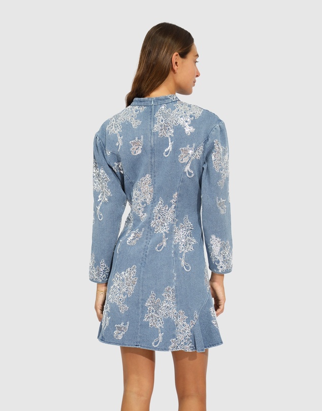 Belle & Bloom - Heart You Denim Beaded Mini Dress