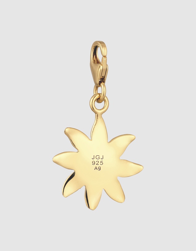 Elli Jewelry - Edelweiss Flower Charm with Enamel in Gold-Plated 925 Silver