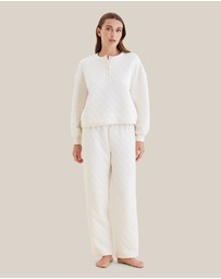 Papinelle - Quilted Cotton Henley Long Sleeve Top