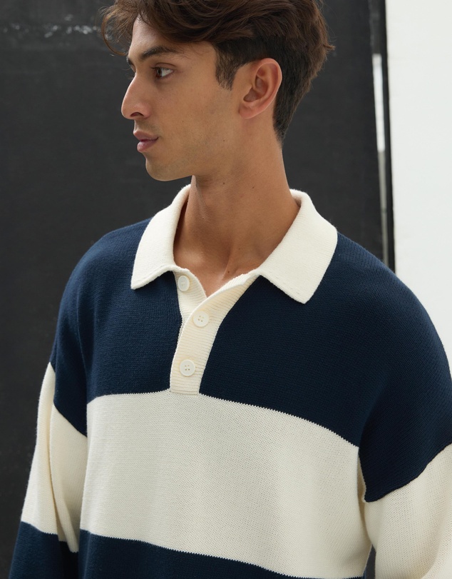 AERE - Organic Cotton Stripe Knit Rugby Shirt