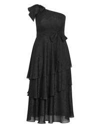 City Chic - Plus size Enchant One Shoulder Maxi Dress - black
