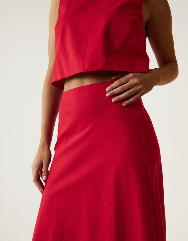 Atmos&Here - Celina Linen Blend Midi Skirt