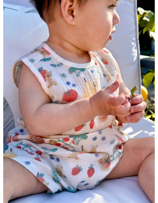 Purebaby - Veggie Garden Print Romper-Kids-Babies