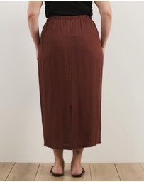 Atmos&Here Curvy - Tenley Linen Blend Midi Skirt
