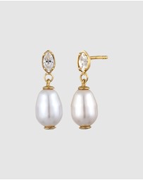 Elli Jewelry - Earrings Stud Pearl 925 Sterling Silver Gold-Plated