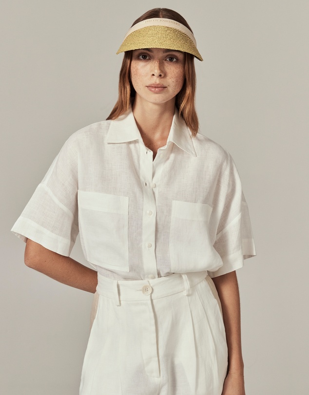 Helen Kaminski - Bianca 8 Raffia Logo Visor
