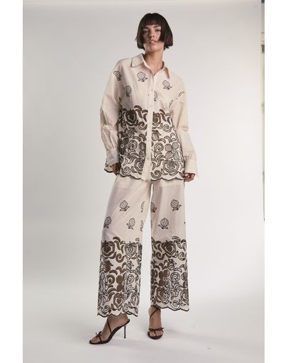 BROWN WHITE CUTWORK