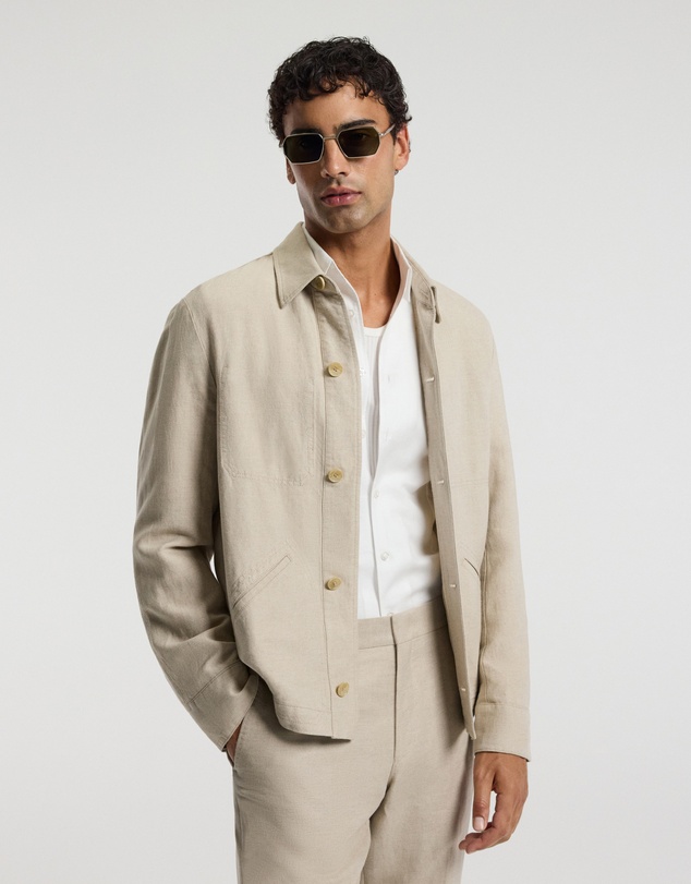 Calibre - Linen Cotton Twill Shirt Jacket Natural