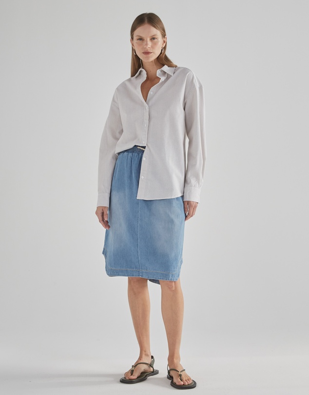 DRICOPER DENIM - Tilbury White Oatmeal Stripe Shirt