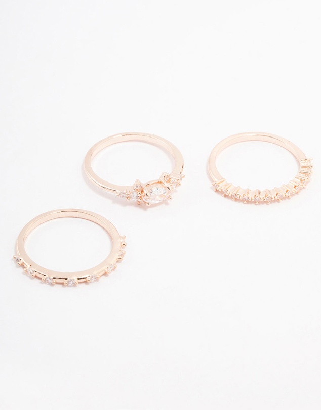 Lovisa - Rose Gold Plated Fine Marquise Stacking Ring 3-Pack