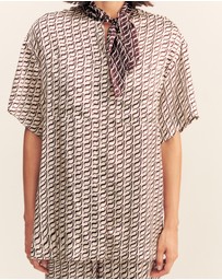 Shona Joy - Monogram Silk Contrast Shirt