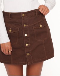 Petal & Pup - Presley Denim Skort - Dark Brown