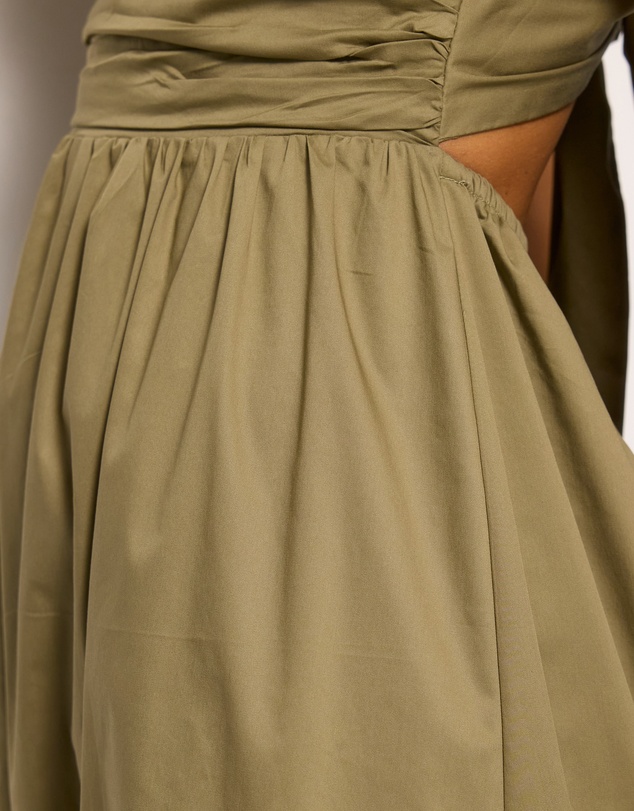 AERE - Ivy Cotton Tie Back Midi Dress