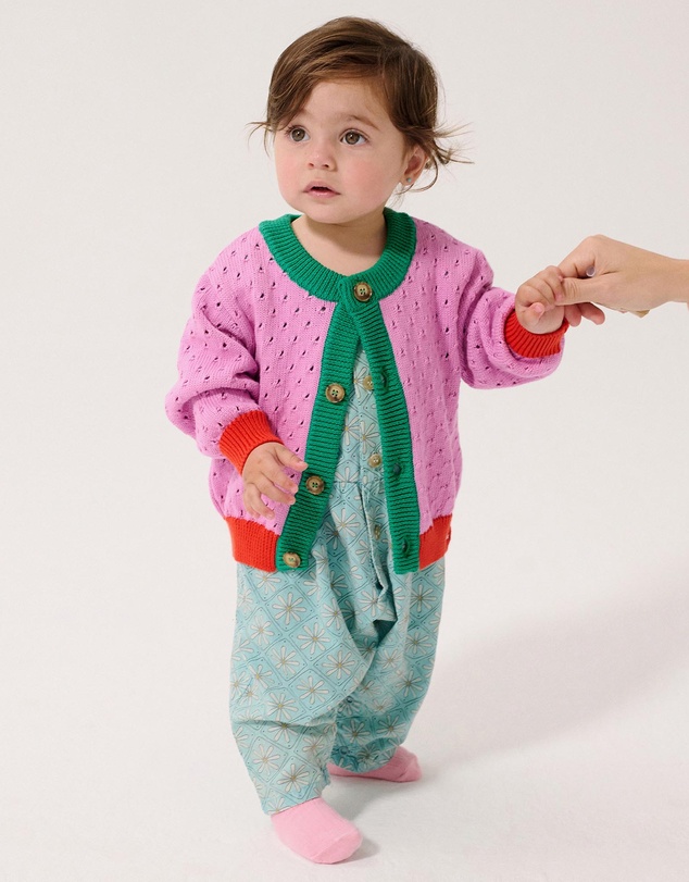 Bobo Choses - Colour Block Open Work Cardigan - Babies