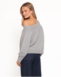 Petal & Pup - Ailis Off Shoulder Sweater - Grey