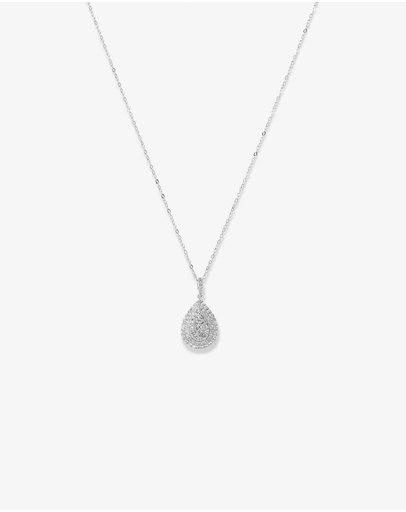 Michael Hill - 0.65 Carat TW Pear Shaped Diamond Cluster Pendant with Chain in 10kt White Gold