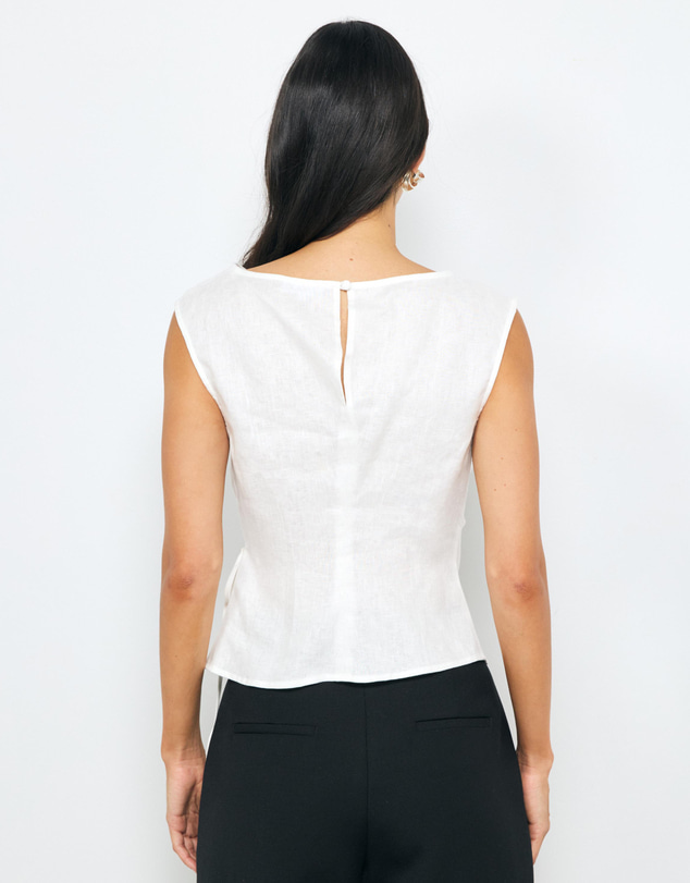 AERE - Wrap Front Boat Neck Top