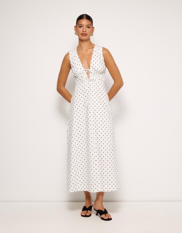AERE - Juniper Tie Front Cotton Midi Dress