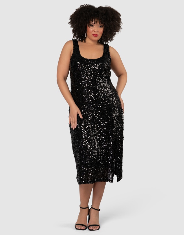 Pink Dusk by Curve Project - Desired Midi Sequin Dress