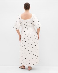 City Chic - Nala Spot Print Twist Front Dress - White