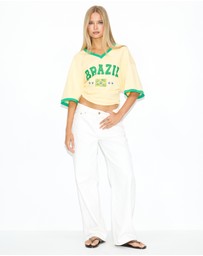 Dazie - Team Brazil Oversized V Neck Graphic Tee