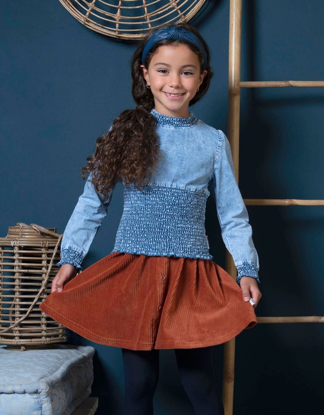 B.Nosy - Ruffle Corduroy Velour Skirt - Kids-Teens