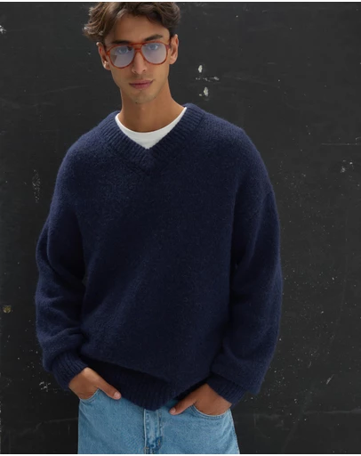 AERE - Wool Blend Slouched V-Neck Jumper