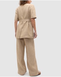 Seed Heritage - Linen Crossdye Tie Waist Jacket