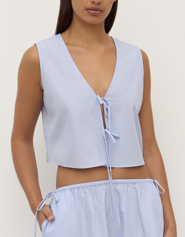 Assembly Label - Havana Stripe Poplin Tie Front Top