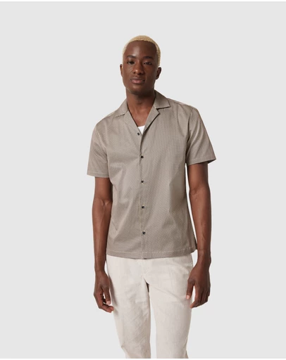 Politix - Geo Satin Cuban Collar Shirt