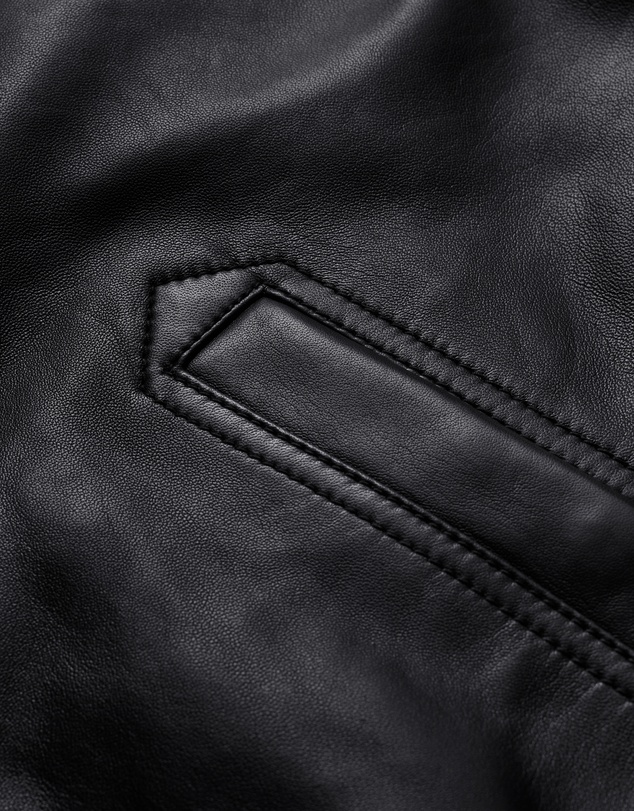 Calibre - Stand Collar Leather Bomber Jacket Black